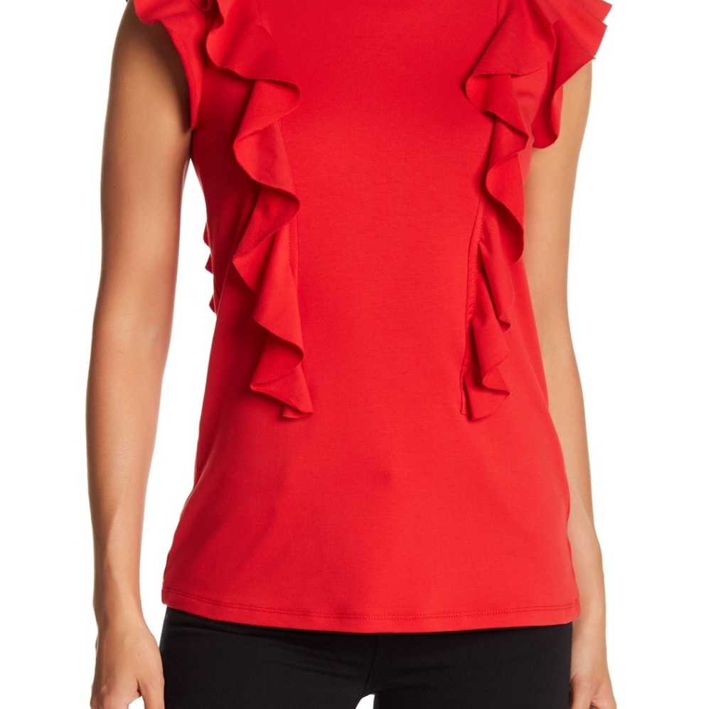 TART sleeveless layered ruffle blouse